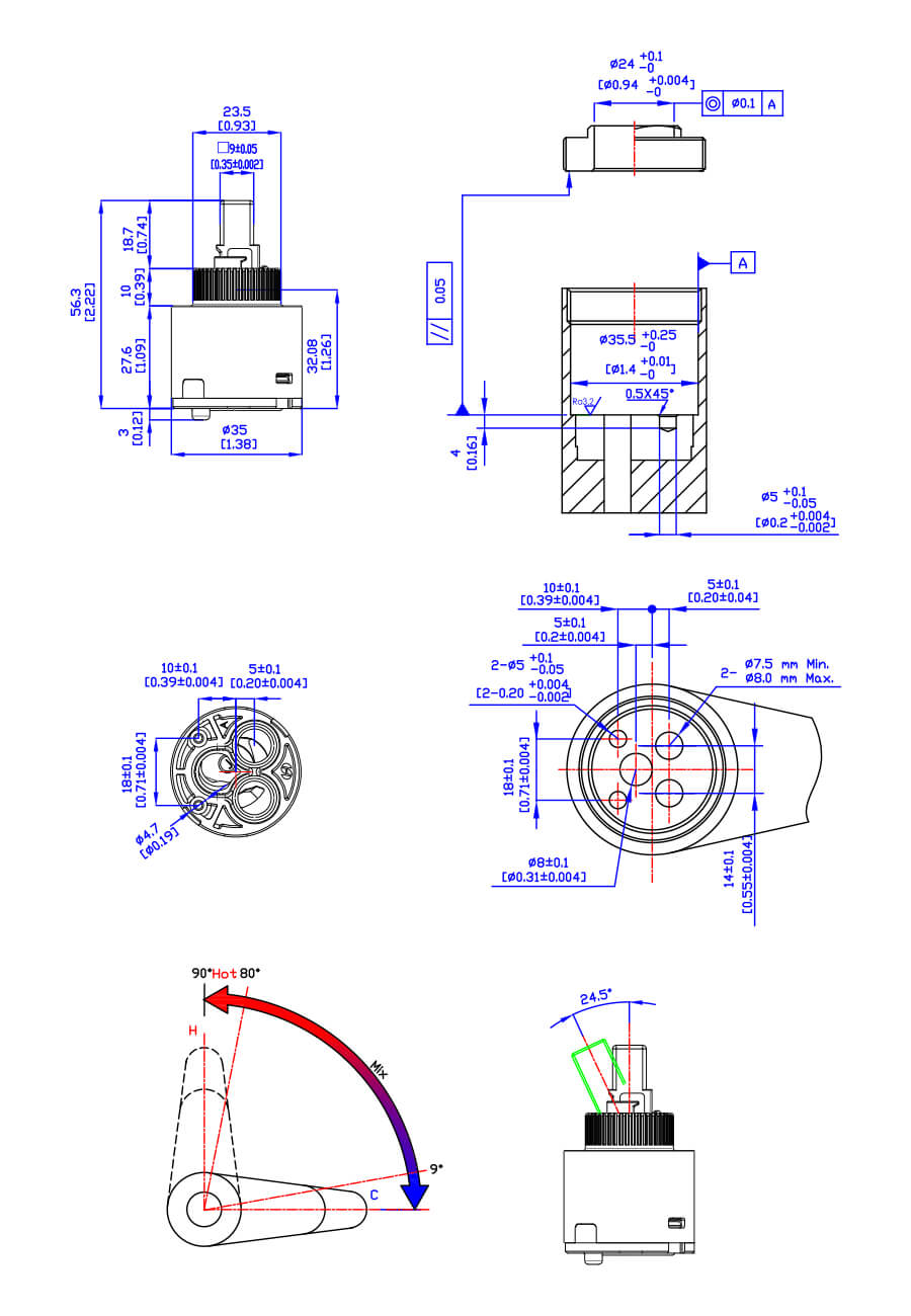 Faucet Ceramic Cartridge: FL02GJ-555 Model - Top Ceramic